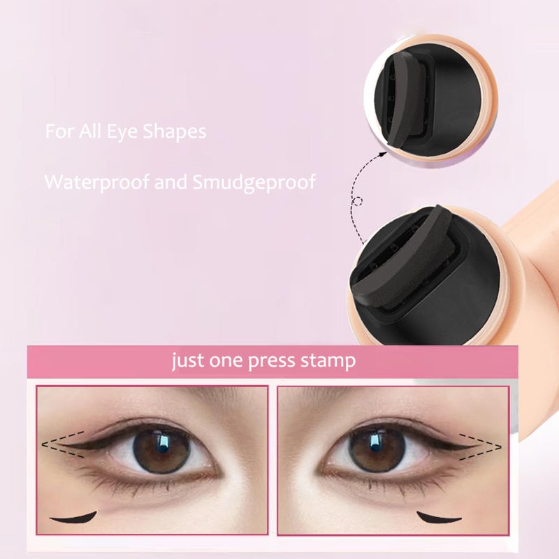 DENESTUP 2Pcs Eyeliner Stamp Wing Cat Eye Liner Stamp, Black Liquid Eyeliner Long Lasting Waterproof Winged Eyeliner Stamp for Women Eye Makeup (black+Brown) - Image 3
